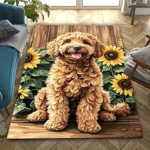 Tapis salon chien 3D rectangulaire motif 028T032R
