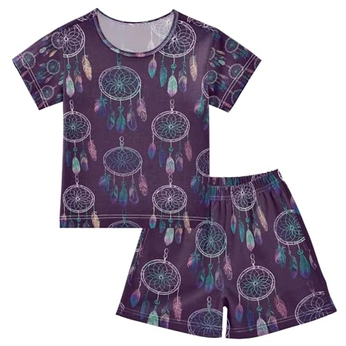 senya Deep Purple Dreamcatcher Summer Pajamas Set Short Cotton Sleepwear 2 Piece