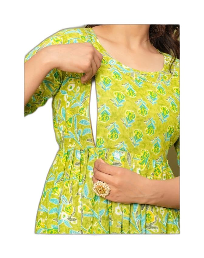 SIDHI VINAYAK Creation Women's Printed Pure Cotton Printed Maternity Kurtis/Gown|Style -557 Maternity Kurtas-image-9