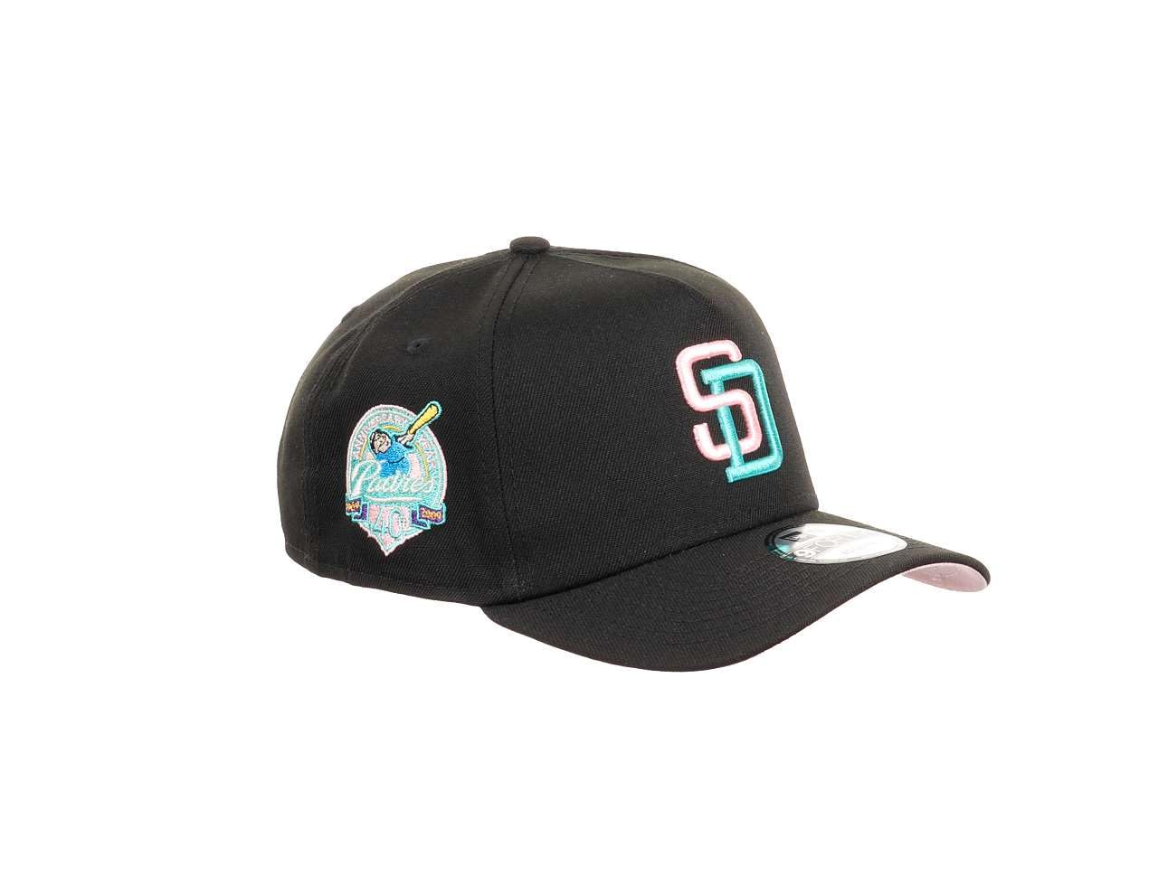 New Era San Diego Padres MLB 40th Anniversary Year Sidepatch Black 9Forty A-Frame Snapback Cap