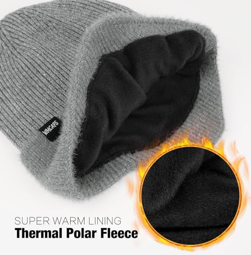 Image of Wmcaps Winter Fleece Line Beanie with Earflap for Men Women, Outdoor Warm Thermal Knitted Hat Stocking Caps