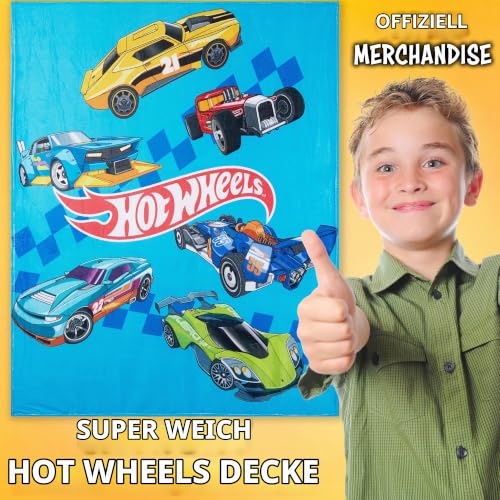 Hot Wheels Kuscheldecke Kinder Jungen 130x150 cm, Kuschel Fleece Decke Flauschig für Bett, Reise & Sofa, Gamer Geschenke für Jungs – Ansicht 2