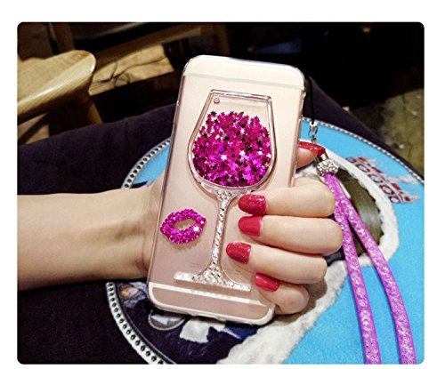 Galaxy Note 5 Liquid Case,Shinetop 3D Diamond Creative Flowing Liquid Quicksand Cover For Samsung Galaxy Note 5 Bling Glitter Sparkle Floating Stars Soft Tpu Silicone Clear Protective Case-Hot Pink #TOP4