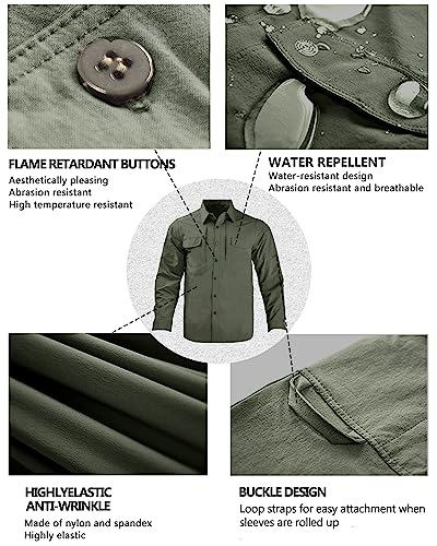 Men's Tactical Shirts Breathable Quick Dry Long Sleeve Fishing Shirt Sun Protection Outdoor Lightweight Button-Up Work Shirt3