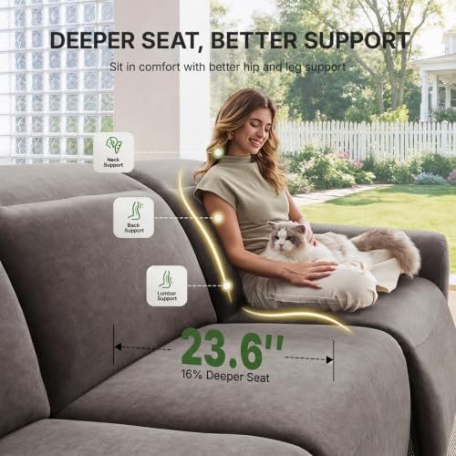 Image of Marsail 95 inch Power Recliner Sofa, Zero Gravity Reclining Sofa with Charging Ports, Adjustable Headrest, 3-Seater Modern Zero Wall Hugger Reclining Couches for Living Room, Pet-Friendly Fabric, Gray