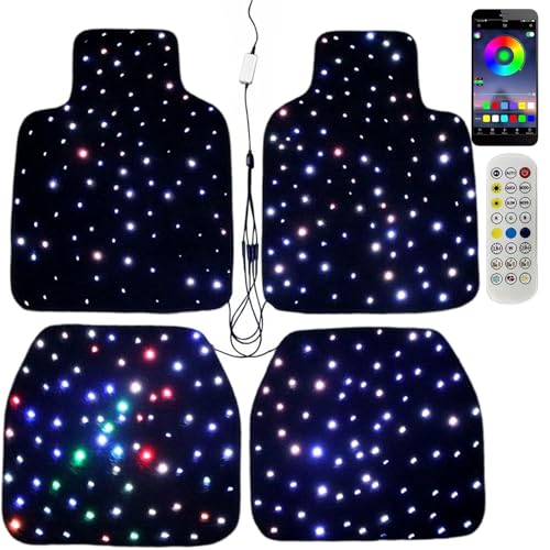 Autovloermatten, universele set met 4 matten, led-automatten met app-bediening, antislip, waterdicht, wasbaar, Starlight autotapijt (USB-kabel