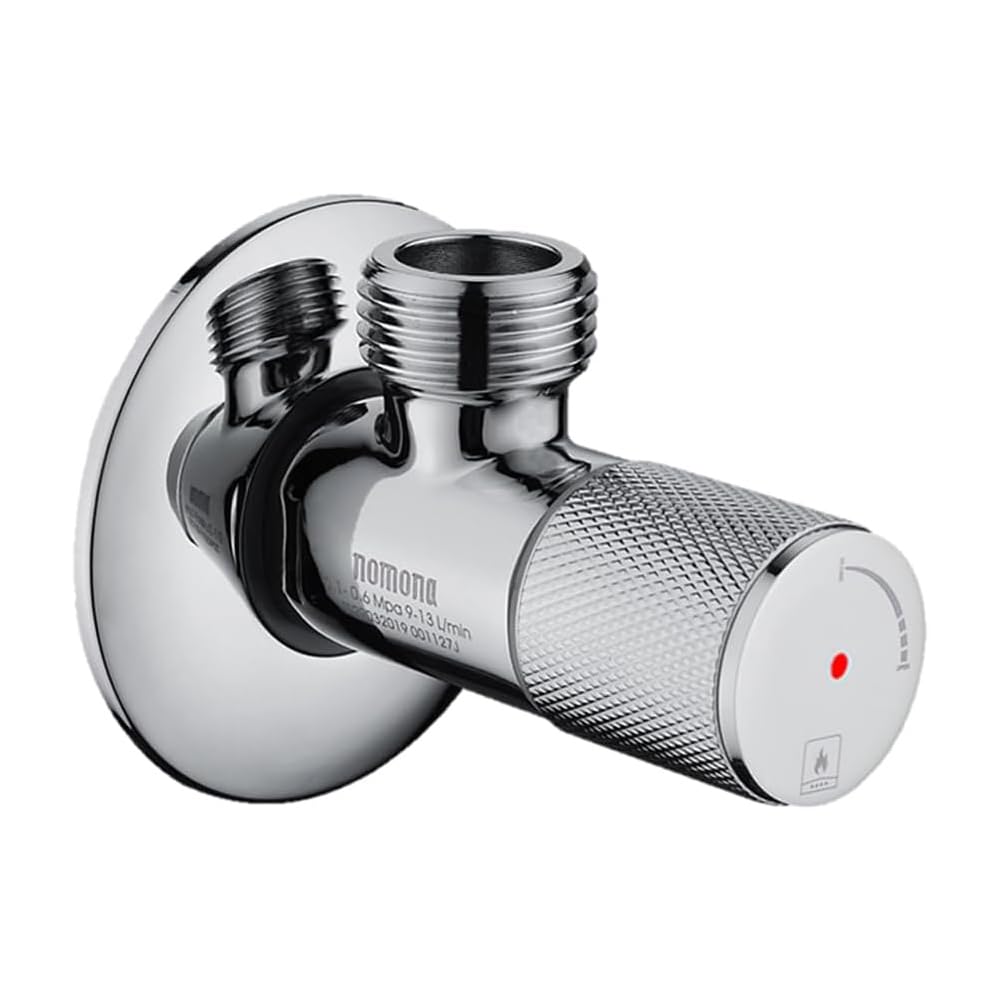 Photo 1 of NOMONA Brass Chrome Angle Valve, G1/2" Wall Mounted, Red Handle
