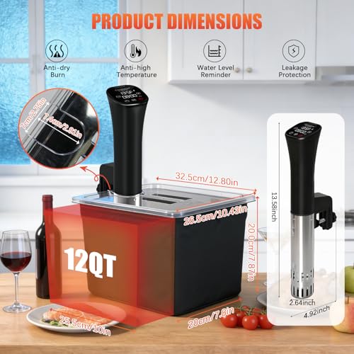Image of CATTLEMAN Sous Vide Cooker, Wine Chiller, 1000W, Sous Vide Kit with Container, Immersion Circulator, Sous Vide Container 12 Quart with Lid & Neoprene Sleeve, Accurate Temp & Timer, Fast Heating
