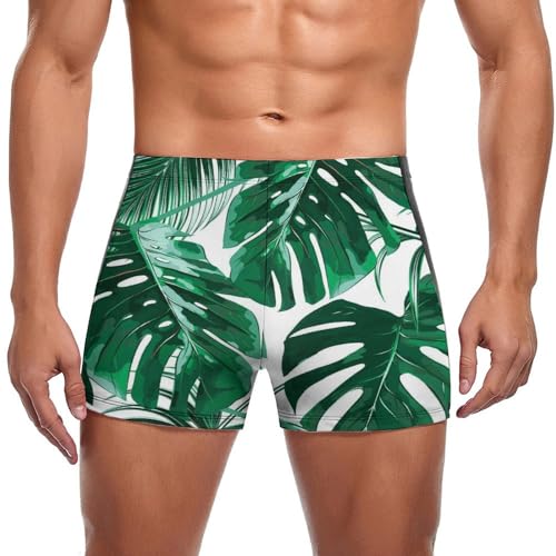 Boxer de bain feuilles tropicales homme haute qualité pour natation et plage
