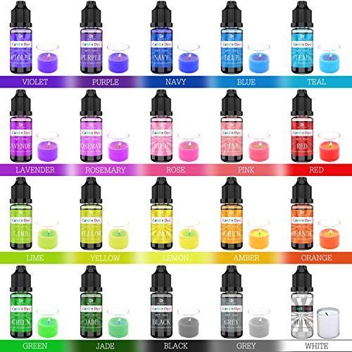 Candle Dye - 20 Colors Liquid Concentrated Candle Color Dye For Soy Wax Dyes, Gel Wax, Paraffin Wax, Beeswax, Candle Making Kit - Vibrant Oil-Based Candle Coloring For Diy Candle Making Supplies #TOP1