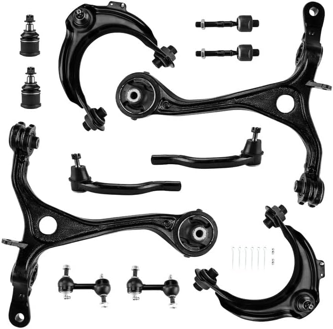 Front Upper Lower Control Arms, Front Upper Lower Control Arm Tie Rod Sway Bar Replacement for 2003-2007 Accord Replace K90457, K90456, EV80210, 51210SDAA01, 51210SDAA02, 51215SDAA02