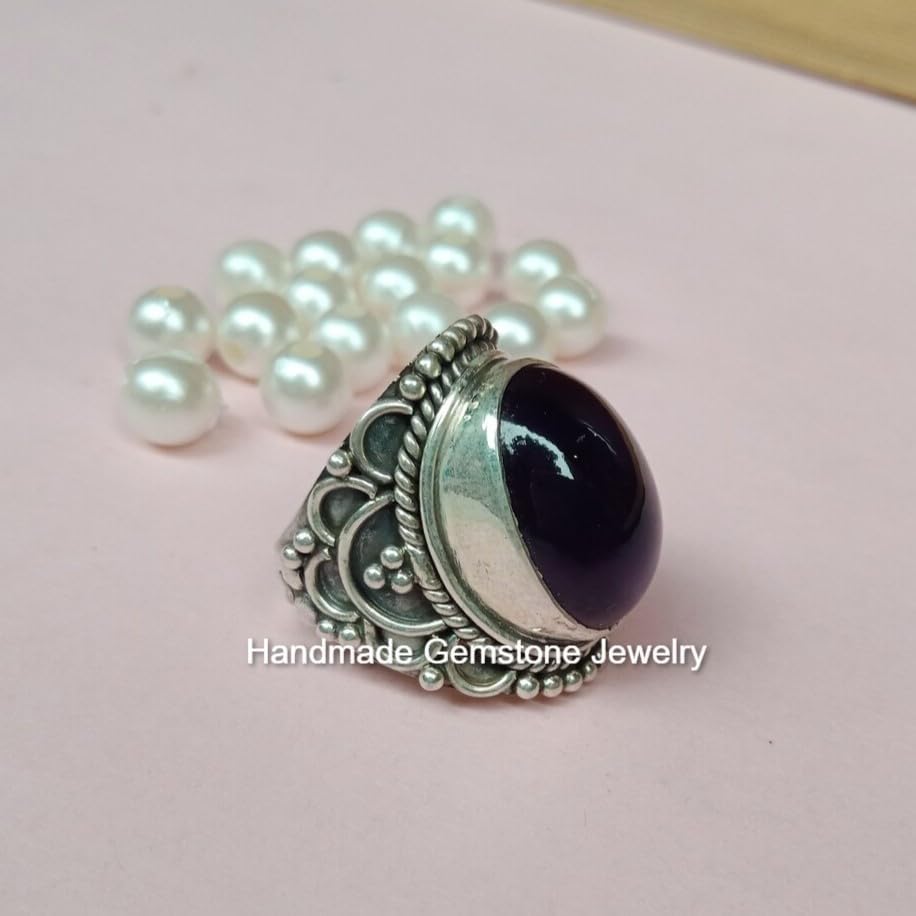 Amethyst Ring, Artisan Design Ring, Big Stone Ring, Boho Ring, Oval Stone Ring, February Birthstone Ring, Engagement Ring, Antique Ring, Healing Crystal Ring, Natural Amethyst Jewelry