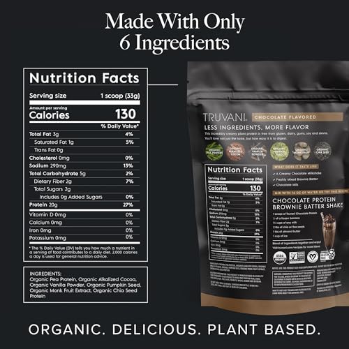 image for Truvani Vegan Pea Protein Powder | Chocolate | 20g Organic Plant Based