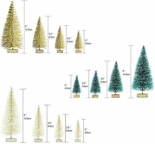 Miniatura 7 de Erhigher 8Pcs Mini Christmas Trees, Christmas Decor Artificial Christmas Decorations Christmas Tree Bottle Brush Trees Christmas Table Decorations