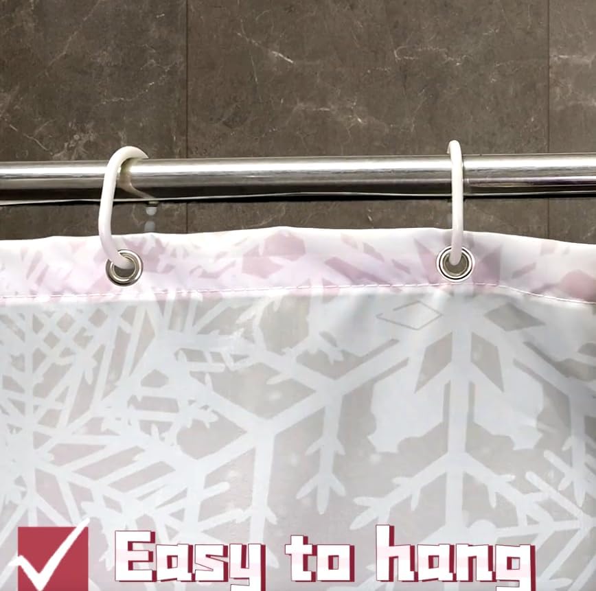 Miniatura 6 de Cortina de ducha de ciervos de invierno, Feliz Navidad, color gris, bosque nevado, animal, alce, reno, árbol de pino, pájaros rojos, bayas, granja,