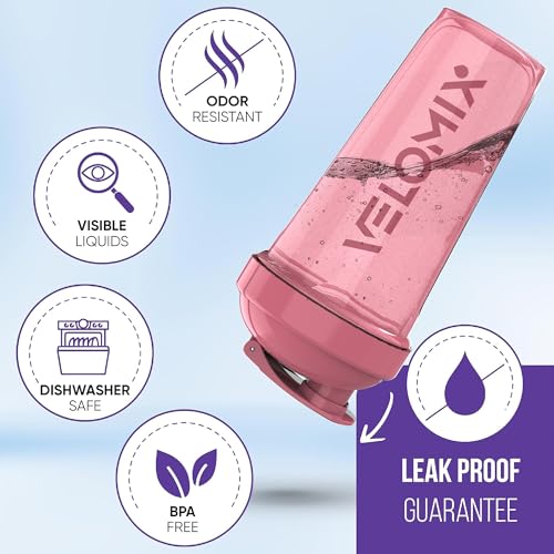 -2 Pack- 28 oz Protein Shaker Bottles for Protein Mixes - 2x Wire Whisk | Leak Proof Shaker Cups for Protein Shakes | Protein Shaker Bottle Pack (Pink/Turquise)