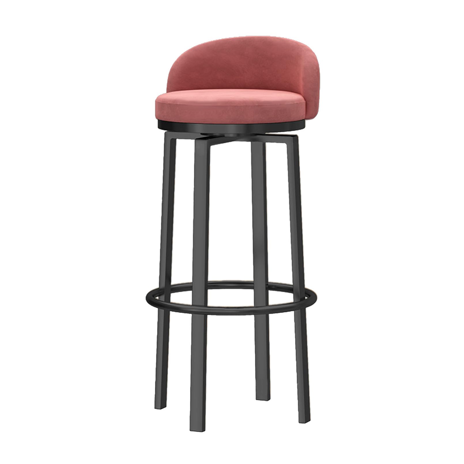 Tabouret de bar pivotant rose en velours de 75 cm pour îlot de cuisine élégant