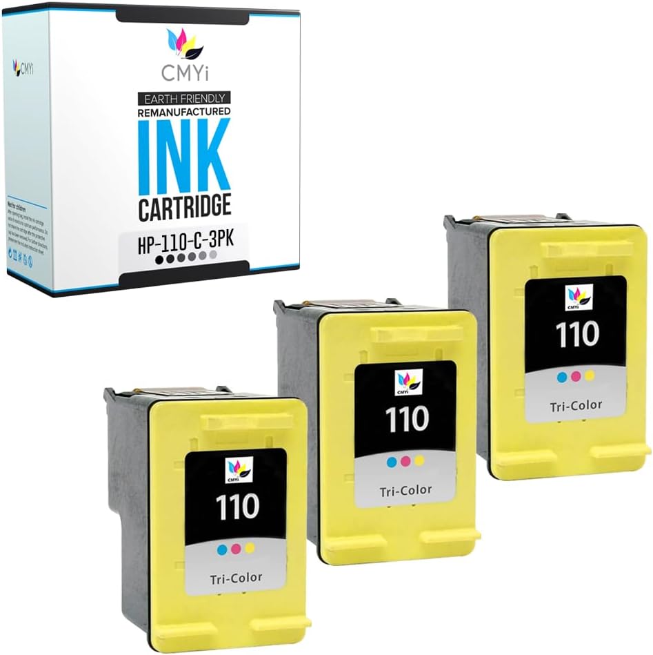 110 Color Replacement Ink Cartridge for HP PhotoSmart A617, A618, A620, A622, A626, A627, A628, A630, A636, A637, A640, A646, A710, A712, A716, A717, A820, A826, A827, A828 Printer (3 Tricolor)