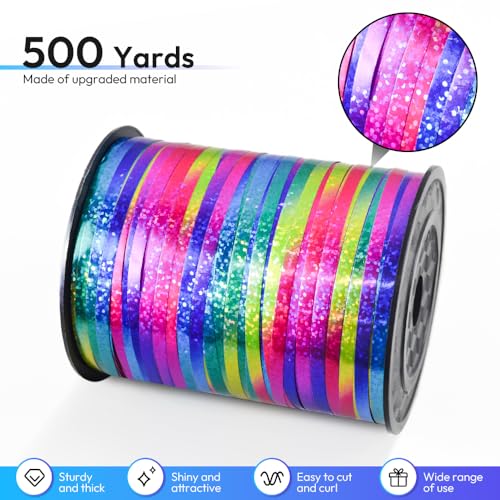 KMER LIFE Premium Rainbow Shiny Curling Shiny Ribbon, 1/5