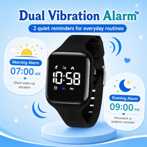Image of Kids Watches for Girls Boys Digital Sport Watch with Step Counter Pedometer Vibration Alarm Clock, No App Waterproof Fitness Tracker Kids Watch Boys Girls Teens Students Ages 5-16