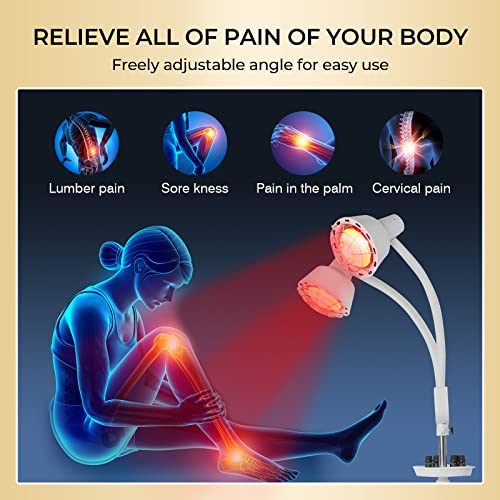 Varipowder Dual Head Infrared Lamp 275W Red Light Near Infrared Heat Lamp Device With Flexible Arm And Tray/Remove Control For Relieve Joint Pain And Muscle Aches #TOP6