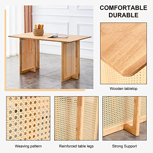 Rattan Dining Table, Rural Retro Mdf Dining Table, Modern Imitation Rattan Dining Table, Wooden Dining Table, Office Table For Dining Room, Living Room And Office (Oak-Table) #TOP2