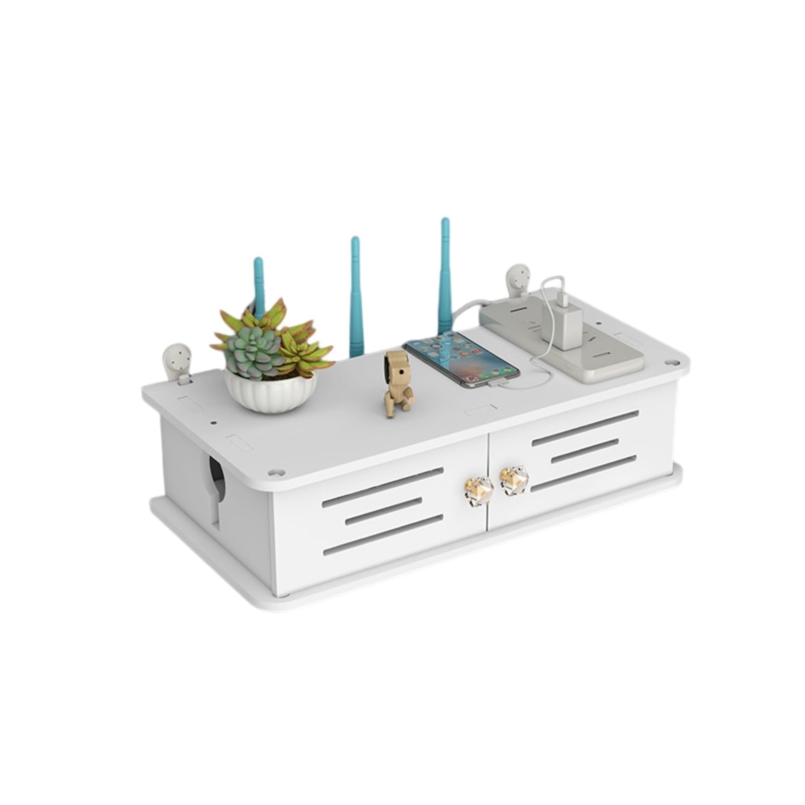 Kabelsammler Drahtlose WiFi Router Lagerung Box Wand Hängen Stecker Bord Halterung Kabel Organizer Wohnzimmer Holz PVC Panel Regal DIY Wohnkultur Kabelmanagement Box(60cm)