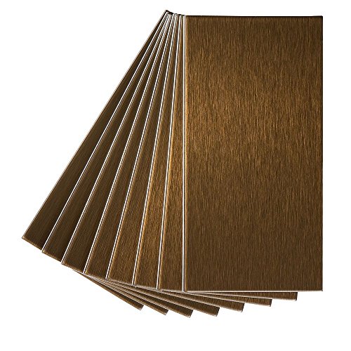 Aspect Peel and Stick Backsplash 3in x 6in Brushed Bronze Long Grain Metal Tile for Kitchen and Bathrooms (8-Pack)