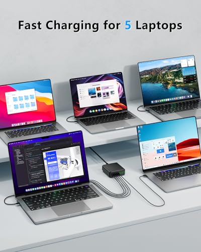 500W 8 Port USB C Fast Charging Station PD 120W Compatible with DELL, HP, MacBook Pro/Air, iPad, iPhone 16/15/14/13/Pro