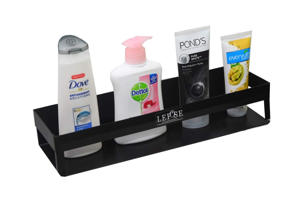 LEPOSE Steel Bathroom Shelf/Kitchen Shelf/Bathroom Shelf and Rack/Bathroom (Black) (1)