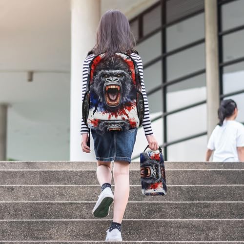 ALAZA King Kong Blue Red Backpack and Lunch Bag Set for Girls Boys Kids School Bag Bookbags Elementary Back Pack Casual Daypack2