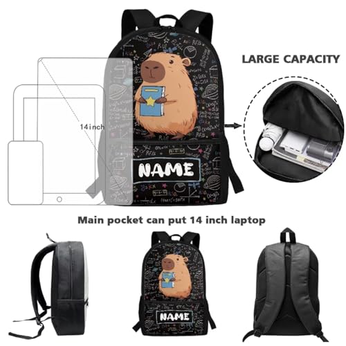 Capybara Backpacks for Girls 10-12 Large Capacity Custom Backpack for Girls Set of 4 Pcs Personalized Backpack Breathable Elementary Kids School Bag with Lunch Box4