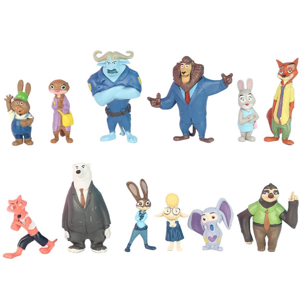 RFJYGWQM12PCS Animal City Figures Set Crazy Animal Cake Topper, Rabbit Squirrel Character Show Toys Cake Decoration Birthday Party Decoration Kids Festival Gifts