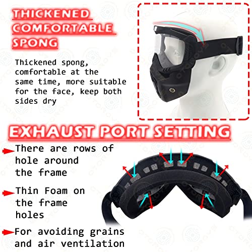 OTOROYS Goggle Mask Anti Scratch UV Protective Face & Eyewear Windproof Dirt Shield With Soft Foam Padded Detachable Mouth Filter For cycling Bike Off Road Racing Ride Unisex (Clear Visor) - Image 12 thumbnail