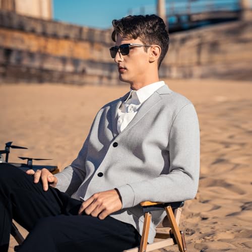 Image of Men's Cardigan Sweater Button Front V-Neck Long Sleeve Knit Sweaters