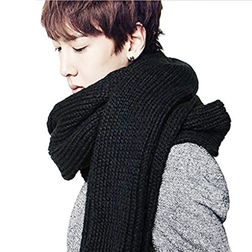 FakeFace Unisexe Écharpe Hiver Foulard Tricoté pour les Hommes Écharpe en Tricot Chaud Longue Épaisse 190 x 35 cm
