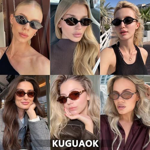 KUGUAOK Retro Oval Sunglasses for Women Trendy Small Frame 90s Sun Glasses UV Protection Y2k Fashion Shades2