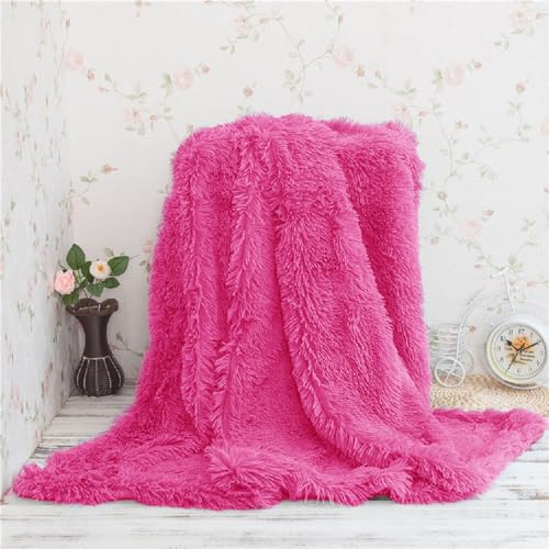 Image of Shaggy Faux Fur Fabric, Super Soft, 6 X 5 Feet (Dark Pink)