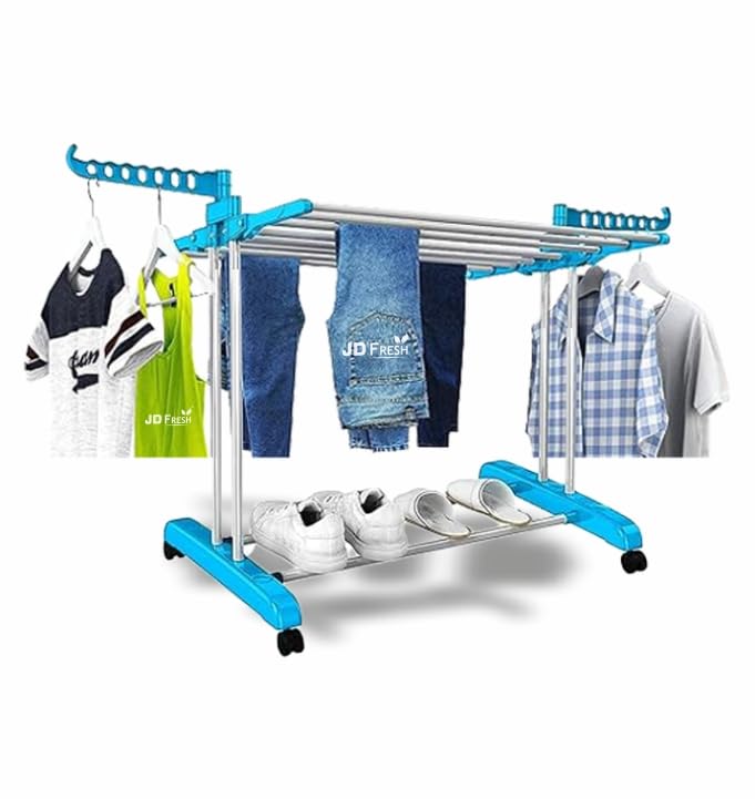 JD FRESH Stainless Steel Foldable Wall Mount Cloth Drying Stand Cloth Drying Stand Wall Mounted Wall Hanging Cloth Stand For Drying Clothes In Balcony Wall Hanger For Clothes Drying Color - Silver (B0CWPNGKDN) Amazon Price History, Amazon Price Tracker