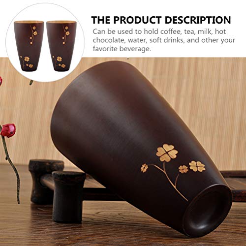 2 unidades de copo de água de madeira esculpida caneca de bebida xícara de café xícara de chá exclus