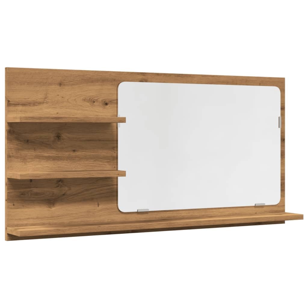 vidaXL Armoire à Miroir de Salle de Bain chêne Artisanal 90x11x45 cm, étagère à Miroir, Miroir avec étagère, étagère de Toilette avec Miroir