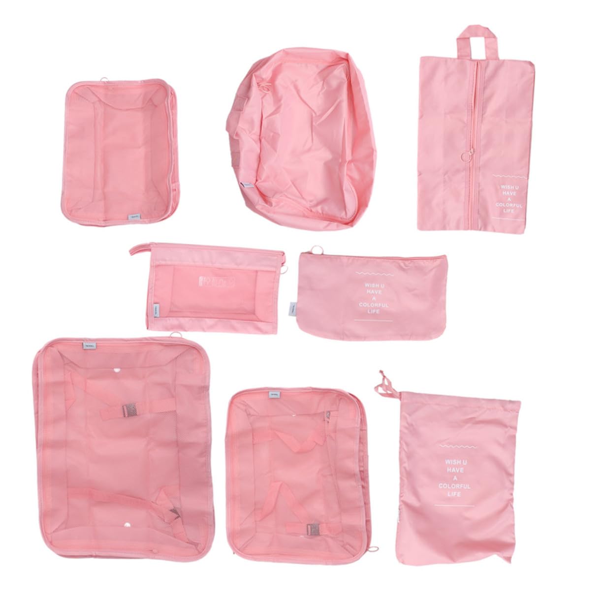 Set Buste da Viaggio Rosa 8 Pezzi in Stoffa per Valigia