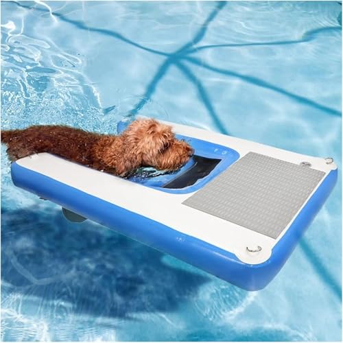 DDQQQ(頑張って) 折りたたみ式浮遊ランプ - プール・湖・ボート・ドック用 犬用階段 滑り止めEVA素材 最大60kg対応 インフレータブル?(Blue)