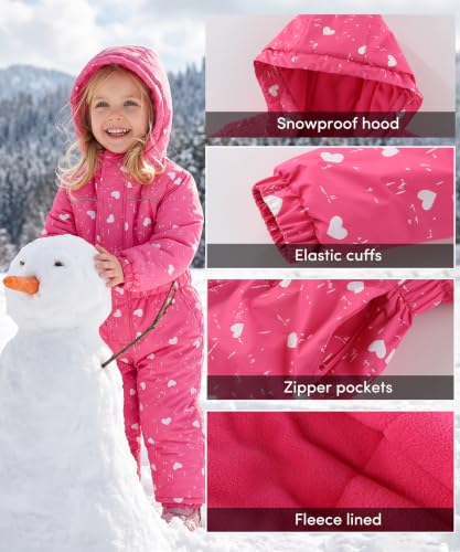 Image of Hiheart Boys Girls One Piece Snowsuit Waterproof Ski Snowboard Coverall