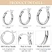 3 Pairs 925 Sterling Silver Hoop Earrings Small White Gold Plated Hoop Earrings for Women (13mm, 15mm, 20mm)