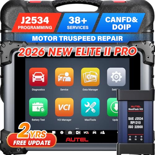 Autel MaxiSys Elite II Pro Scanner, 2026 Elite 2 Pro with 2 Years Update, J2534 Tool as MS Ultra MS909 MS919 Up of MS908S PRO II MK908P, Motor TruSpeed Repair, 40+ Resets, 3K+ Active Test, DOIP CANFD