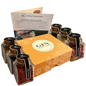 Krautberger BIO Gin Botanicals Geschenkset Gin I 6 Premium Gin Gewürze DIY Geschenk Premium Box Geburtstag Gin Zusätze I…