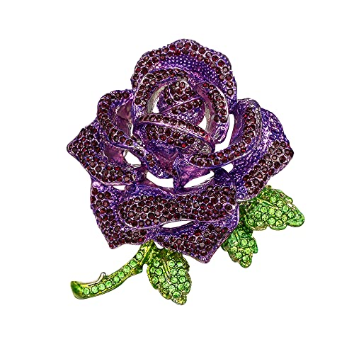 Image of BriLove Women's Austrian Crystal Rhinestones Rose Flower Brooch Pin for Party Prom