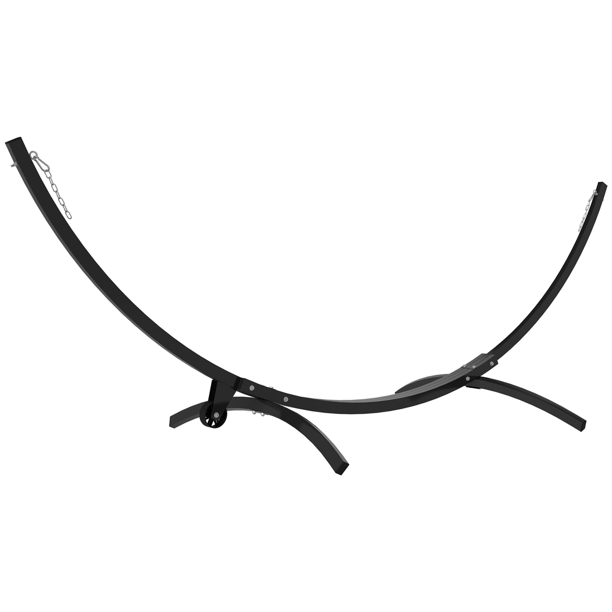 Outsunny Soporte de Hamaca de Metal con Ruedas, Soporte de Hamaca Carga máx. 150 kg con Cadenas, Ganchos, para Uso en Exteriores e Interiores, 337 x 118 x 118 cm Negro