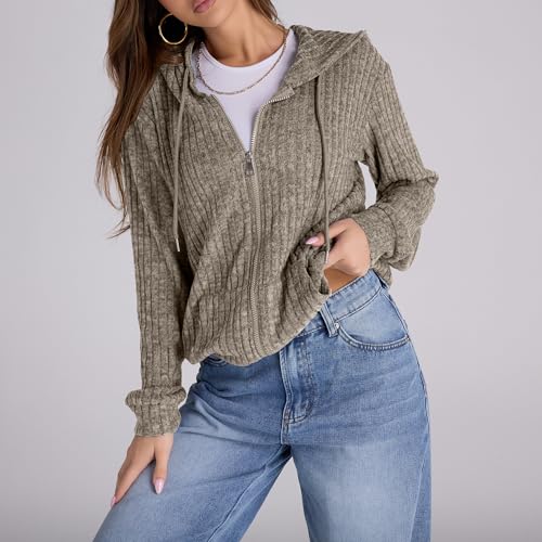 Image of Witsmile Zip Up Hoodie Women Oversized Sweatshirt Long Sleeve 2026 Fall Outfit Lightweight Jackets Workout Clothes